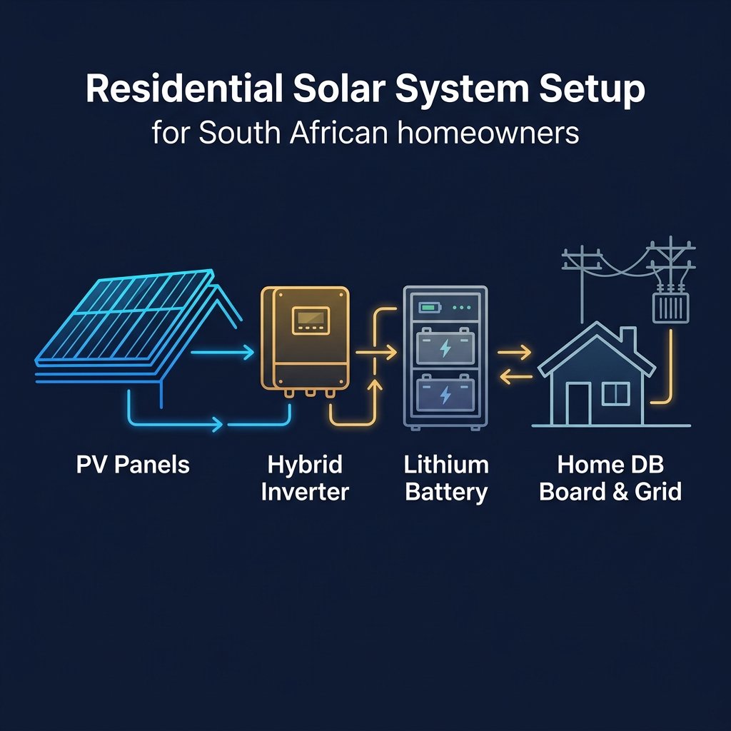 Home Residential Solar System Setup Diagram